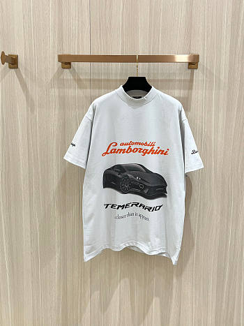 Balenciaga x Automobili Lamborghini Boxy-Fit Cotton-Jersey T-Shirt Beige