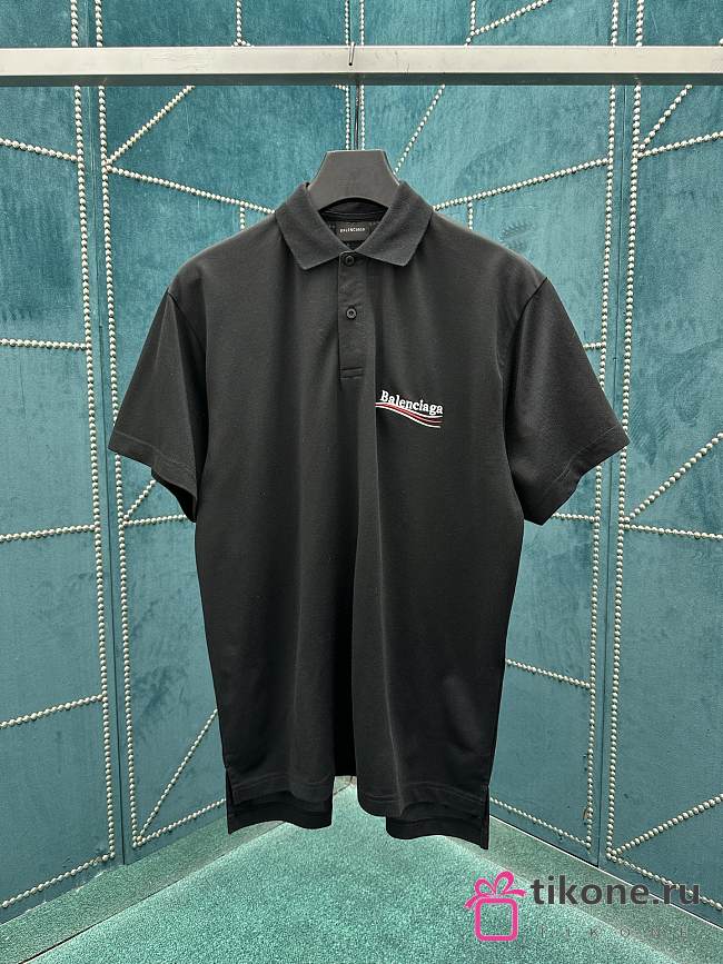 Balenciaga Black Political Campaign Short Sleeve Regular Polo Polo Shirts  - 1
