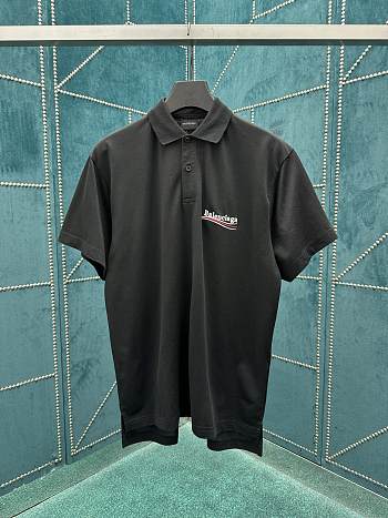 Balenciaga Black Political Campaign Short Sleeve Regular Polo Polo Shirts 