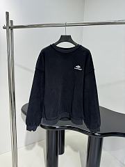 Balenciaga Logo Embroidered Crewneck Sweatshirt in Black - 1