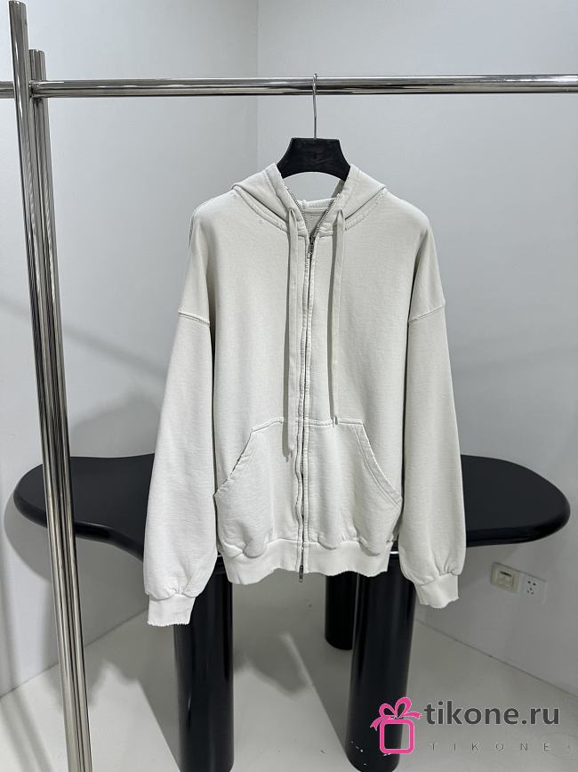 Balenciaga Security Tape Logo Large Zip-Up Hoodie in Beige - 1