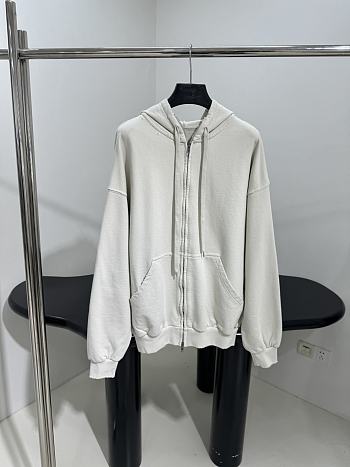 Balenciaga Security Tape Logo Large Zip-Up Hoodie in Beige