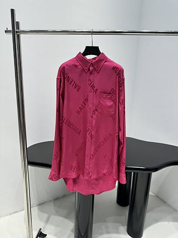 Balenciaga Logomania Allover Jacquard Shirt Hot Pink