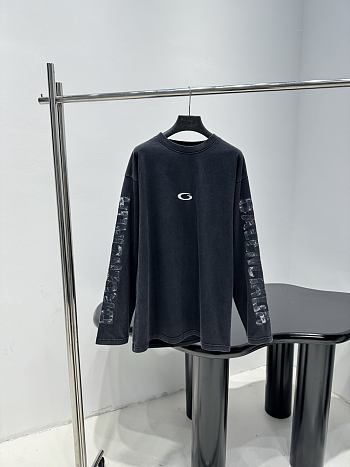 Balenciaga Transparent Tape Shifted Oversized Long Sleeve T-shirt in Faded Black 