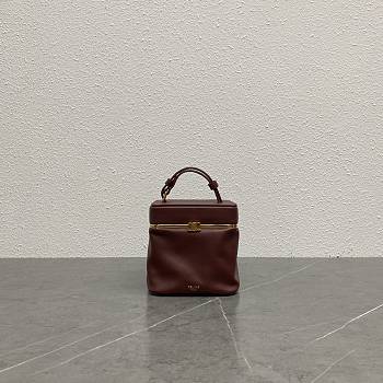 Celine Small Triomphe Frame In Supple Calfskin Burgundy - 12.5x12.5x12.5cm