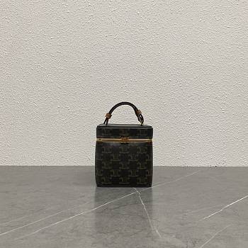 Celine Small Triomphe Frame In Triomphe Canvas And Natural Calfskin - 12.5x12.5x12.5cm