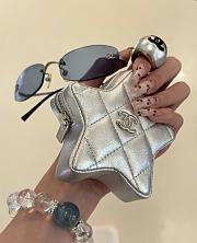 Chanel Star Coin Purse Metallic Lambskin & Silver Tone Metal Silver - 4