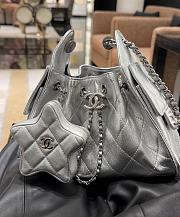 Chanel Star Coin Purse Metallic Lambskin & Silver Tone Metal Silver - 2