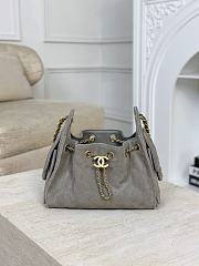 Chanel 25 Mini Handbag Suede Calfskin & Gold Tone Metal Gray - 22x20x12.5cm - 1