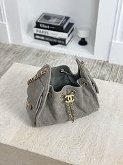 Chanel 25 Mini Handbag Suede Calfskin & Gold Tone Metal Gray - 22x20x12.5cm - 4
