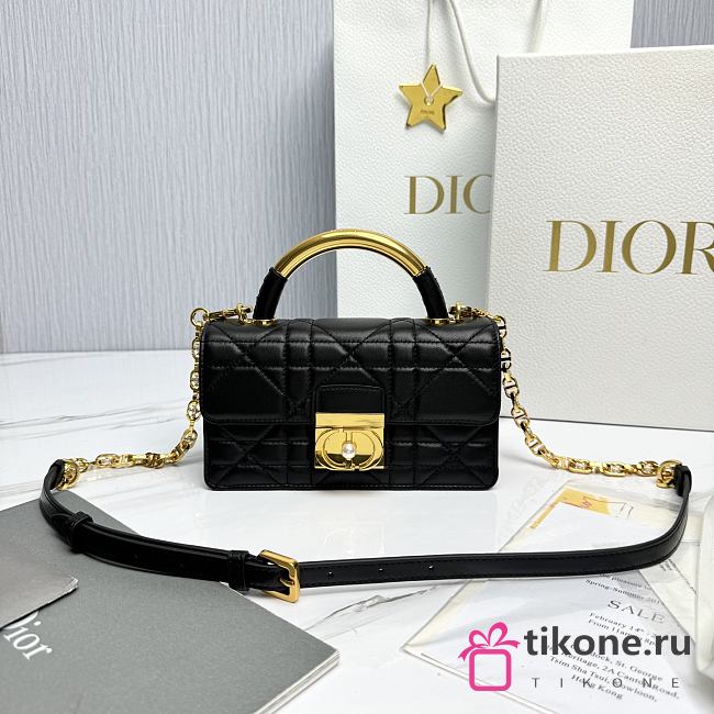 Mini Dior Ange Bag Black Macrocannage Lambskin - 20x12x5cm - 1