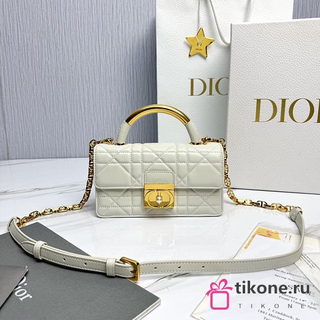 Mini Dior Ange Bag White Macrocannage Lambskin - 20x12x5cm - 1