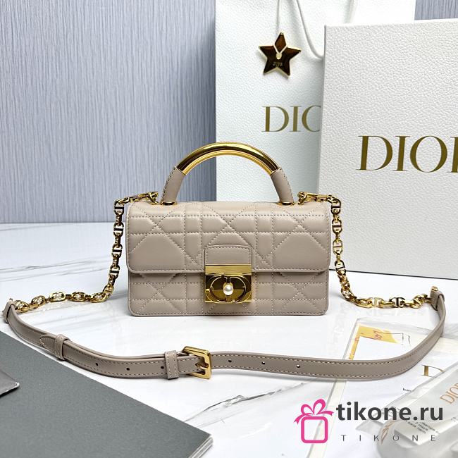 Mini Dior Ange Bag Beige Macrocannage Lambskin - 20x12x5cm - 1