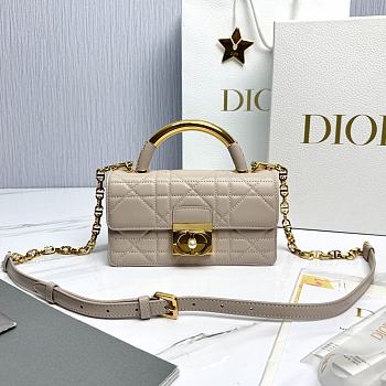 Mini Dior Ange Bag Beige Macrocannage Lambskin - 20x12x5cm