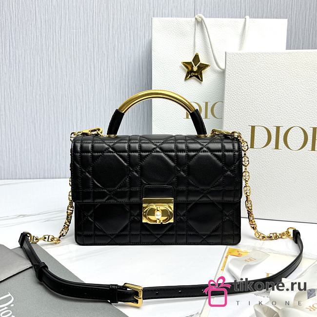 Dior Ange Bag Black Macrocannage Lambskin - 25x16x8cm - 1