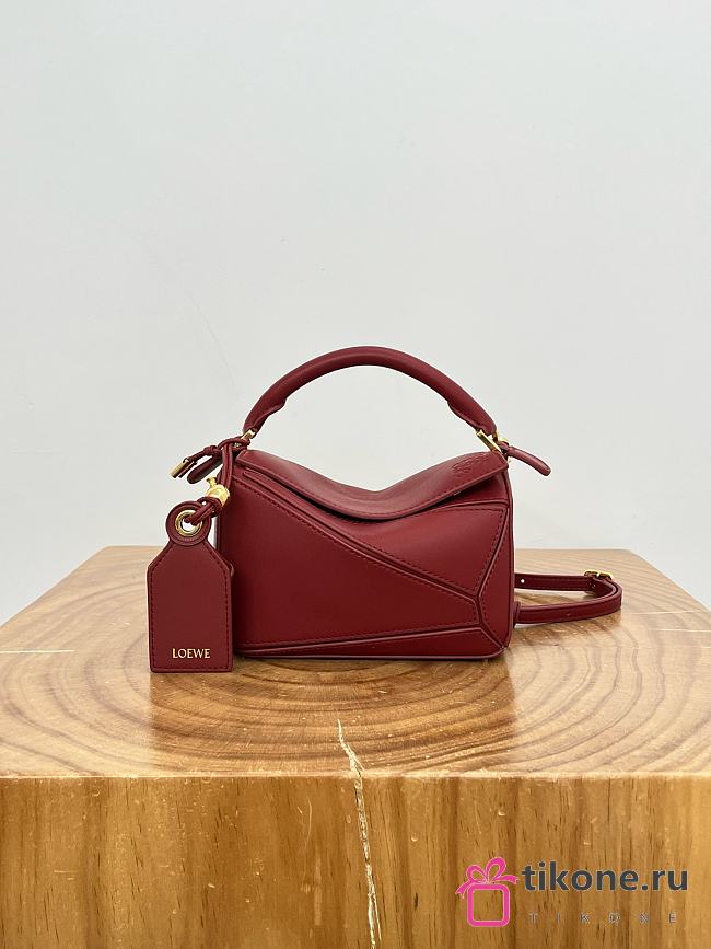 Loewe Mini Featherlight Puzzle Bag In Nappa Lambskin Red - 17.5x12.5x7.5cm - 1