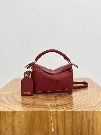 Loewe Mini Featherlight Puzzle Bag In Nappa Lambskin Red - 17.5x12.5x7.5cm