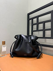 Loewe Panta Medium Flamenco Clutch In Shiny Calfskin Black - 30x24.5x10.5cm - 1