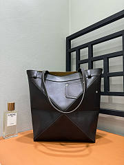 Loewe Panta Medium Puzzle Fold Tote In Shiny Calfskin Vintage Brown - 31.5x25.5x14.5cm - 2