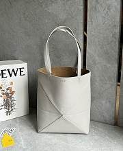 Loewe Medium Puzzle Fold Tote In Soft Grained Calfskin Gray - 31.5x25.5x14.5cm - 1