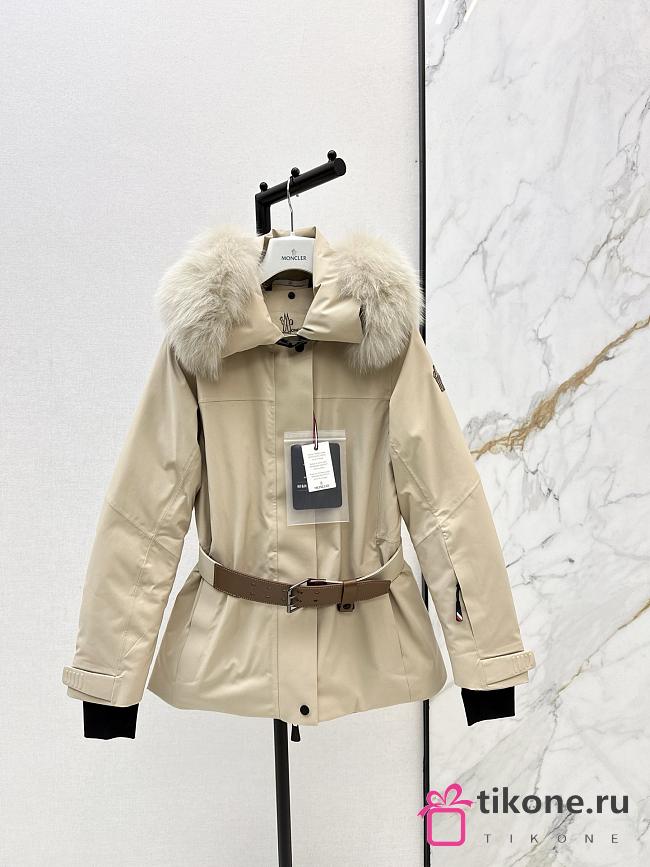 Moncler Vizelles Shearling-Trimmed Ski Jacket Beige - 1