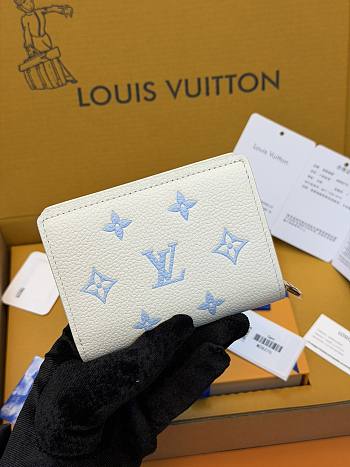 LV Clea Wallet Monogram Empreinte Milky White/ Blue M28274 - 11x8.5x3.5cm