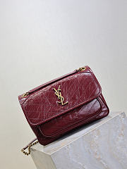 YSL Niki Medium In Vintage Leather Burgundy - 28x20x8.5cm - 4