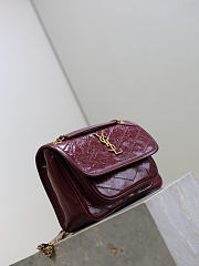 YSL Niki Baby In Vintage Leather Burgundy - 21x16x7.5cm - 3