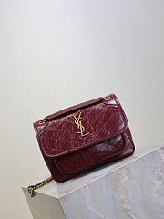 YSL Niki Baby In Vintage Leather Burgundy - 21x16x7.5cm - 2