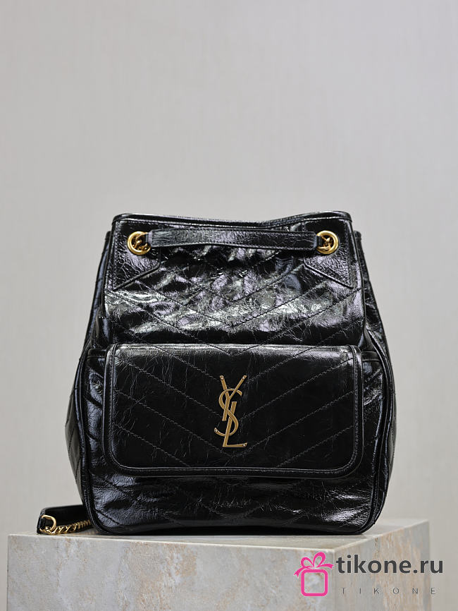 YSL Niki Small Shopping In Vintage Leather Black - 25x30x8–12cm  - 1