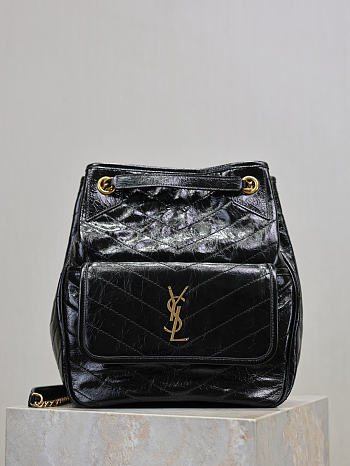 YSL Niki Small Shopping In Vintage Leather Black - 25x30x8–12cm 