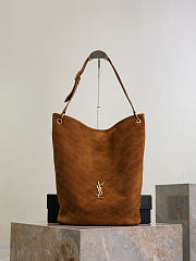 YSL Niki Supple Bucket In Suede In Caramel Cognac - 30x38x15.5cm - 1