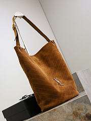 YSL Niki Supple Bucket In Suede In Caramel Cognac - 30x38x15.5cm - 4