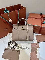 Loro Piana Loom Bag L25 Grain Calfskin Light Mastic - 25x18x12.5cm - 4