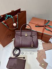 Loro Piana Loom Bag L25 Grain Calfskin Burgundy - 25x18x12.5cm - 1