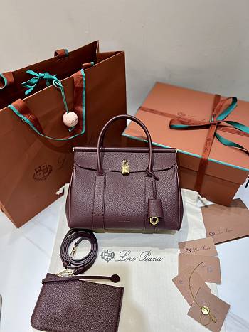 Loro Piana Loom Bag L25 Grain Calfskin Burgundy - 25x18x12.5cm