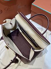 Loro Piana Loom Bag L25 Grain Calfskin Burgundy - 25x18x12.5cm - 6