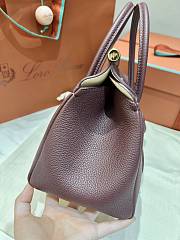 Loro Piana Loom Bag L25 Grain Calfskin Burgundy - 25x18x12.5cm - 4