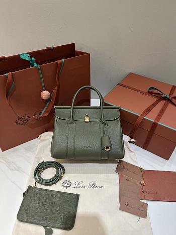 Loro Piana Loom Bag L25 Grain Calfskin Green - 25x18x12.5cm