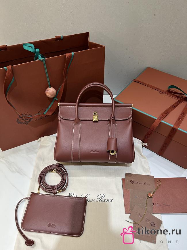 Loro Piana Loom Bag L25 Calfskin Dark Red - 25x18x12.5cm - 1