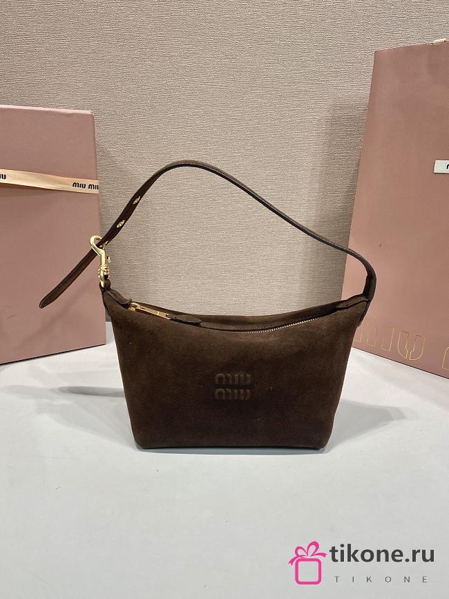 Miumiu Suede Pouch Drak Brown 5NE841 - 18.5x14x10cm - 1
