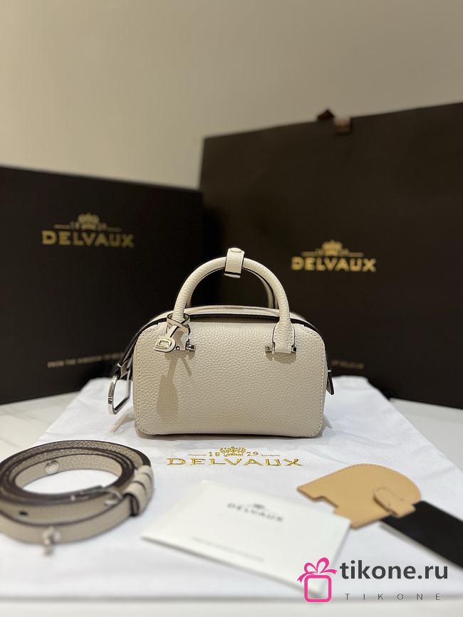 Delvaux Cool Box Nano Taurillon Soft Beige - 16.5x10.5x7.5cm  - 1