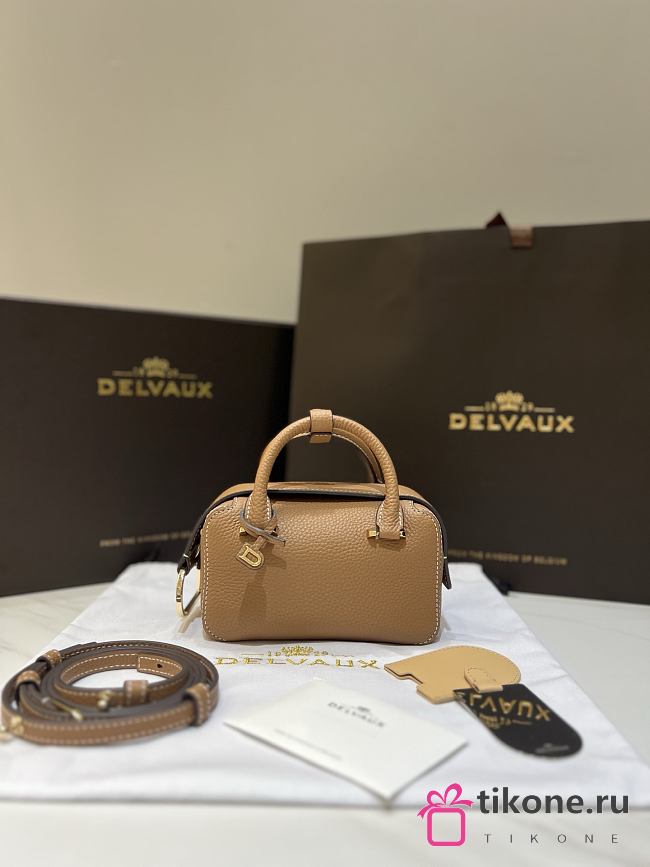 Delvaux Cool Box Nano Taurillon Soft Brown - 16.5x10.5x7.5cm  - 1