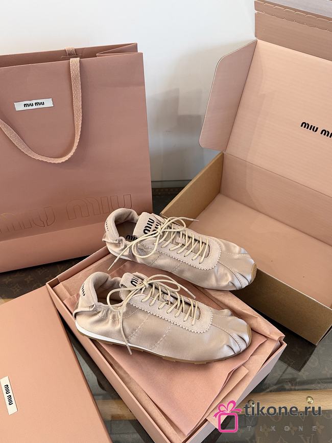 Miumiu Plume Satin Sneakers Powder Pink - 1