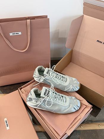 Miumiu Plume Satin Sneakers Powder Blue