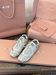 Miumiu Plume Satin Sneakers Powder Blue - 3