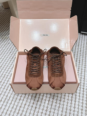 Miumiu Plume Satin Sneakers Coca Brown