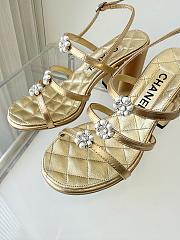 Chanel Sandals Laminated Lambskin Dark Gold 95mm - 5