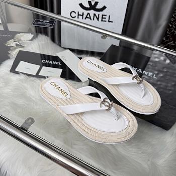 Chanel Thongs Lambskin White