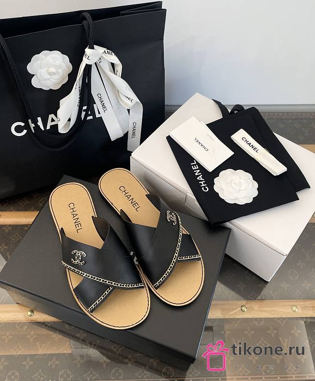 Chanel Mules Calfskin Black  - 1